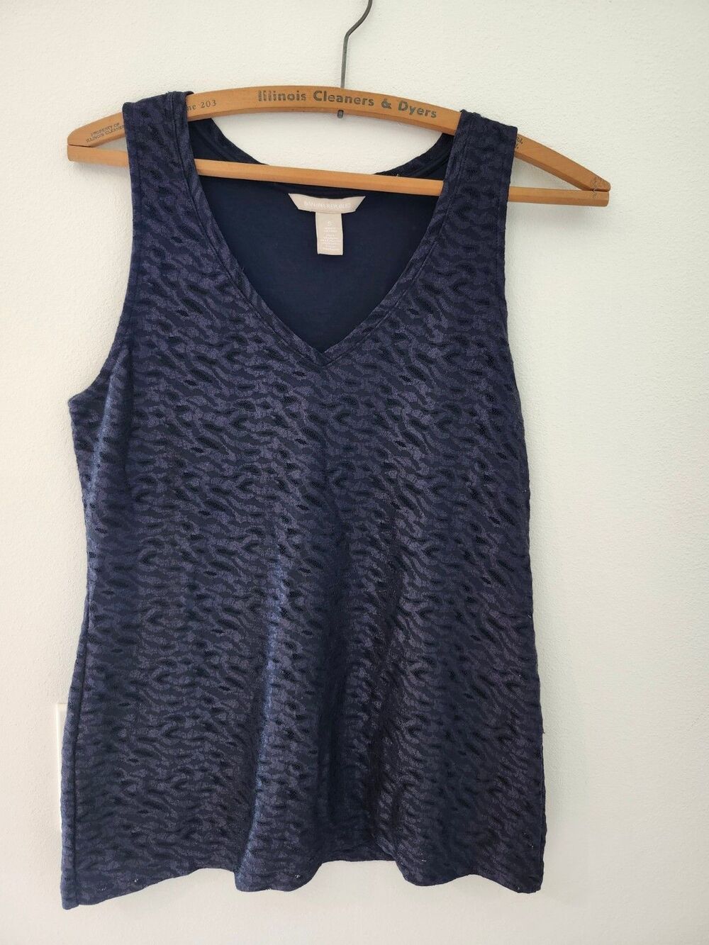 Banana Republic Black Layering Animal Print Tank Size M Monochromatic